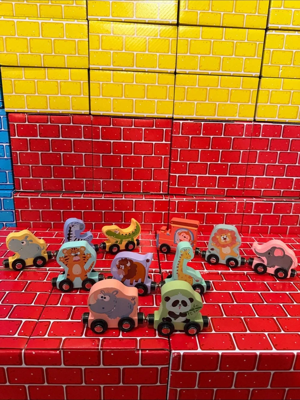 11 Piece Wooden Numbered Animal Magnetic Pull-Along Train - Multicolor